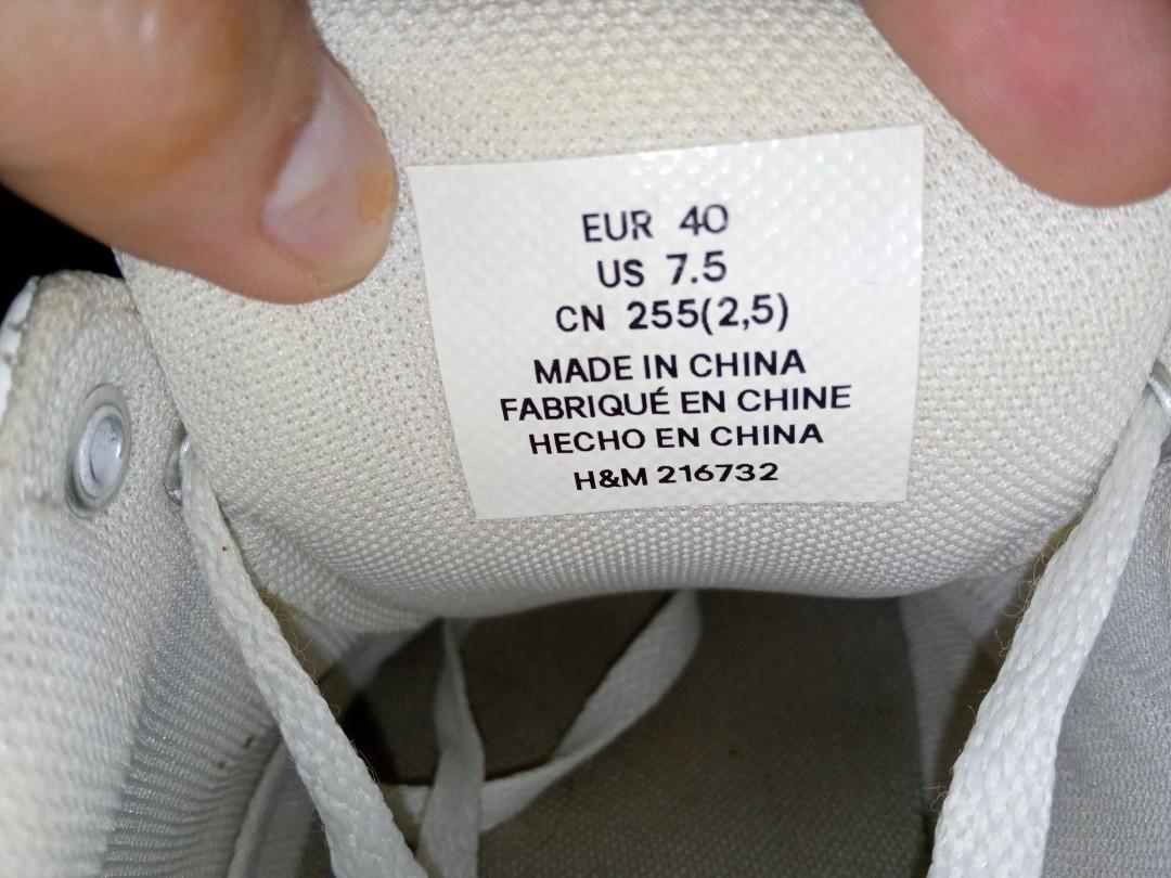 H M White Sneakers Size 7.5 US EU 40 Preloved Men s Fashion