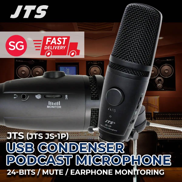 JTS JS1P Professional Podcast / Youtube / Zoom / USB Microphone for
