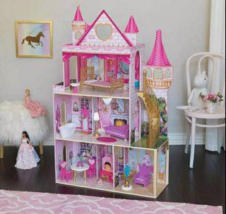 Large 133cm Wooden Doll House Dollhouse Pretend Play Barbie House Pink Palace