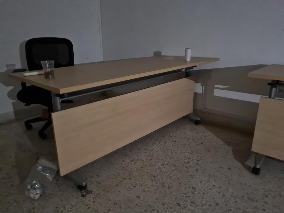 Long Office Table x2, Furniture & Home Living, Furniture, Tables & Sets