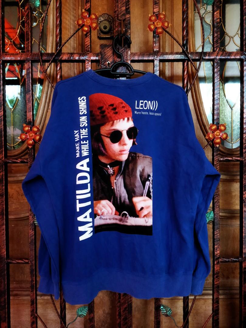 TerlebihBeli MATILDA FULL BACK PRINTED SPELLOUT ROYAL BLUE OVERSIZED PINTEREST SWEATSHIRT