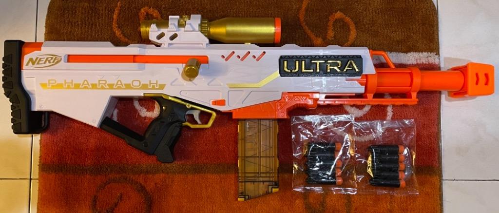 Original Nerf Ultra Pharaoh Excellent Condition Like New (Category: Action & Battle Toys) located in Makati City. Submitted by shirley.shirley1 (Listing ID 1123745934, Image 1). Description: Original All New Nerf Ultra Pharaoh Blaster Premium Gold Accent Bolt Action with Built In Scope 10 Rounds Ultra Magazine Comes With 10 Original Ultra Darts Excellent Condition Like New Shoots Hard and Very Long Range Ultra Darts are the farthest flying Nerf D