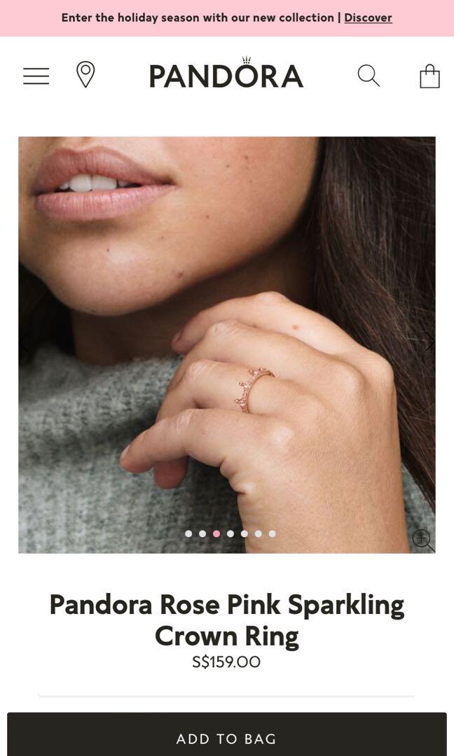 Pink sparkling shop crown ring pandora