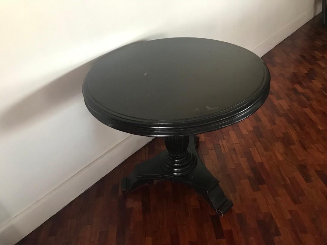 Round dark wood table, Furniture & Home Living, Furniture, Tables