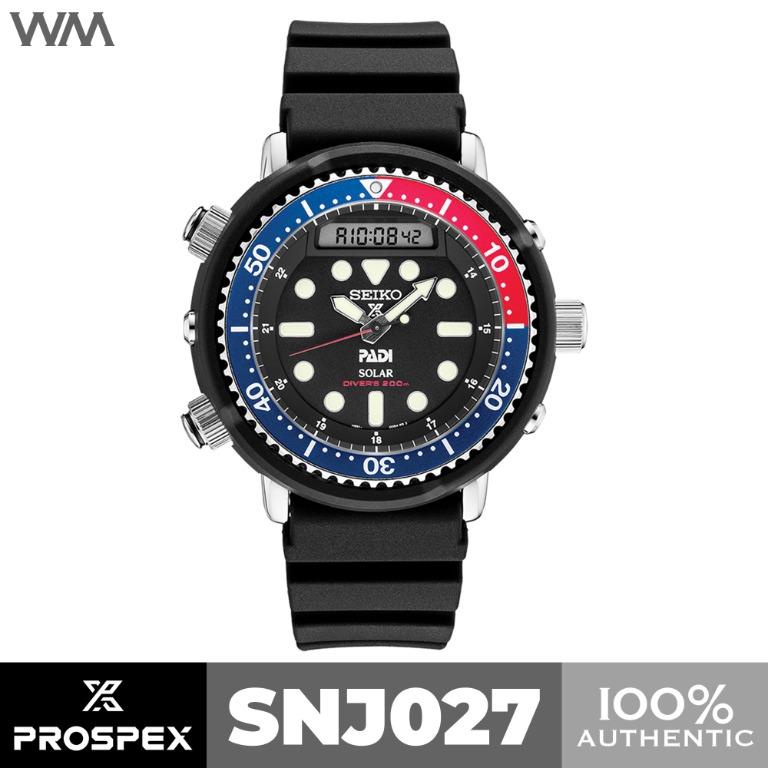 Seiko Prospex Pepsi Arnie PADI Solar Analog Digital 200M Diver s Watch SNJ027 SNJ027P1