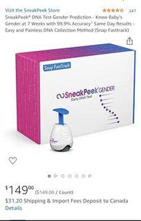 Sneak peak gender reveal DNA testing kit