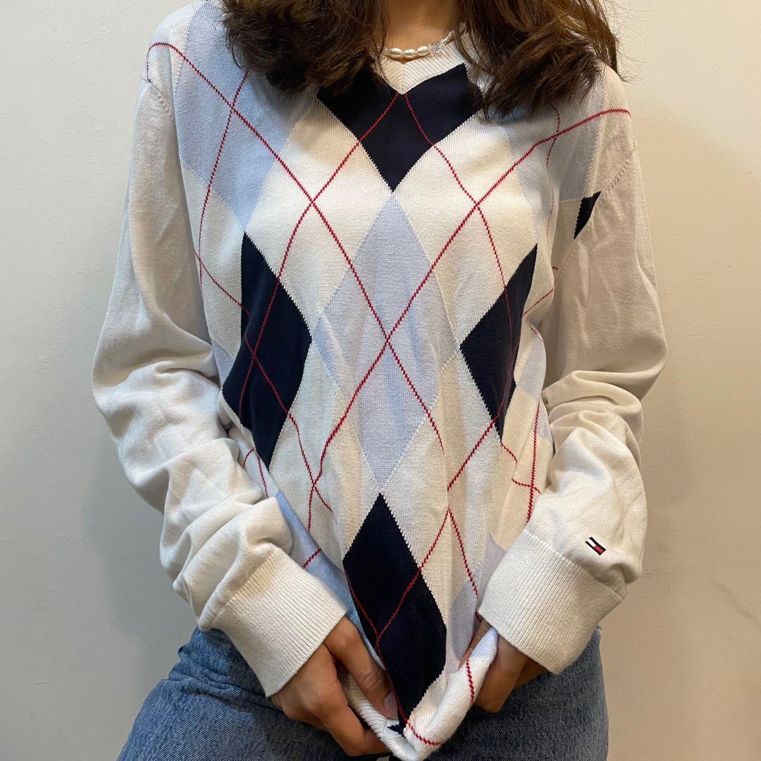 tommy hilfiger argyle sweater womens