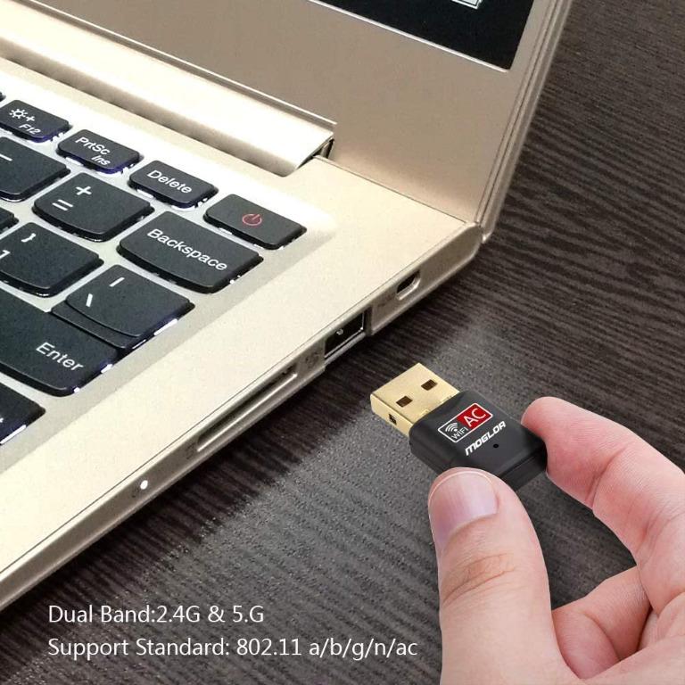 USB WiFi Adapter Dongle 600Mbps - Moglor Mini Dual Band Wireless WiFi ...