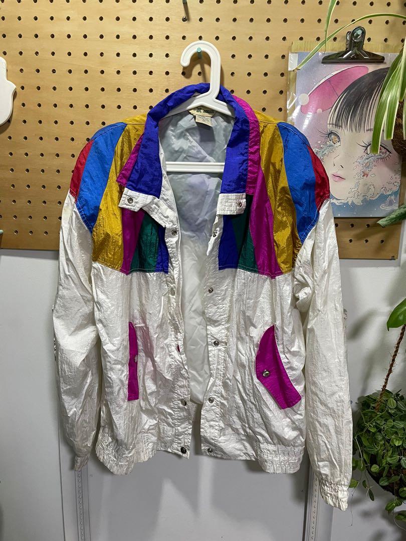 Vintage thrift 80 s 90 s rainbow oversized windbreaker jacket