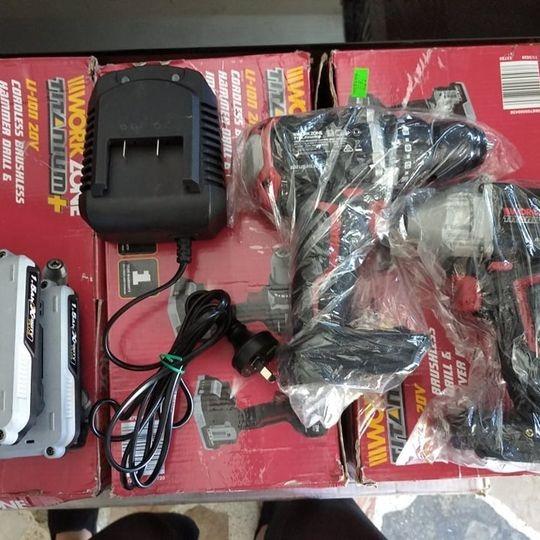 Workzone Cordless 20V Brushless Hammer Drill & Impact Driver Kit