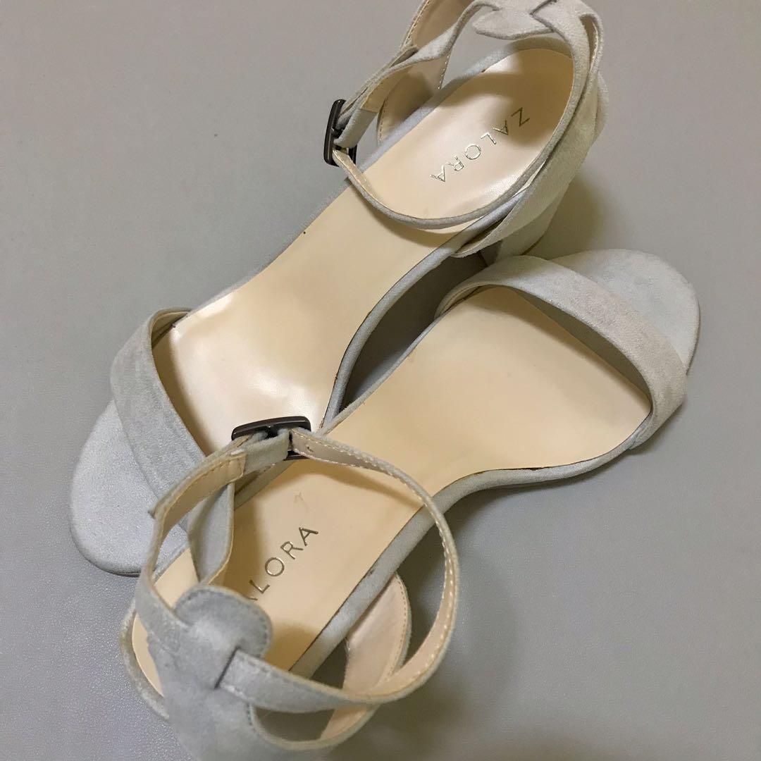 Zalora Ankle Strap Heels Grey Heels Women Shoes Kasut Heels Perempuan