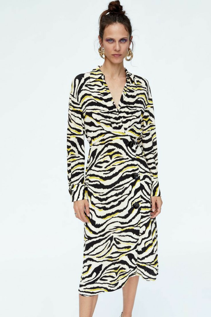 Zara Animal Print Dress, Fesyen Wanita 