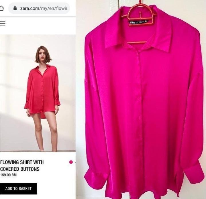 Pink satin top zara sale