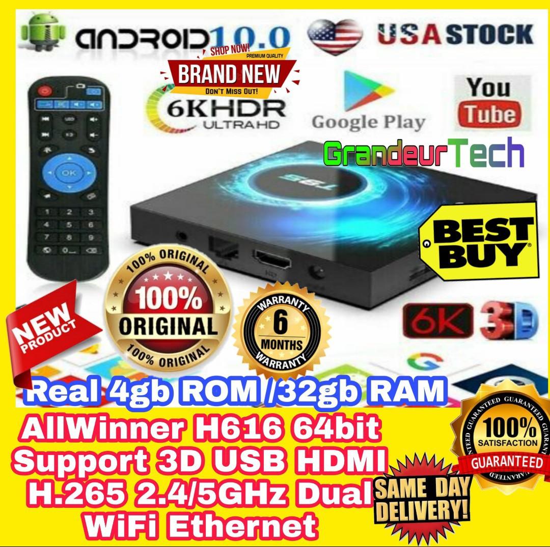 T95 Android Tv Box Quad-Core 64-bit ARM Cortex-A53 Android Box with 2 4G 5G  Dual WiFi 10 100M Ethernet Support H 265 3D 6K Ultra HD BT 5 0 HDMI 2 0  Smart TV Box