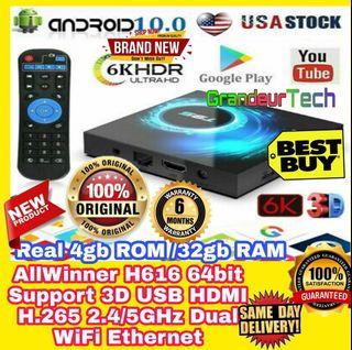 Android 10.0 TV Box, T95 4GB RAM 64 ROM Allwinner H616 Quad-Core 64-bit ARM Cortex-A53 Android Box with 2.4G/5G Dual WiFi 10/100M Ethernet, Support H.265/3D/6K Ultra HD/BT 5.0/HDMI 2.0 Smart TV Box