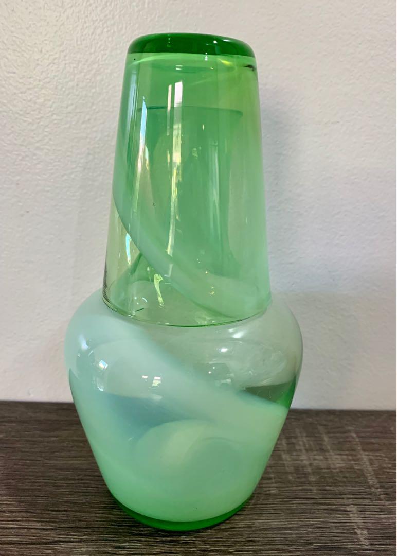 Art glass bedside water carafe set (Category: Water Bottles & Tumblers) located in Davao. Submitted by pilmarmustdeclutter (Listing ID 1123970725, Image 3). Description: P1,100 excluding sf.