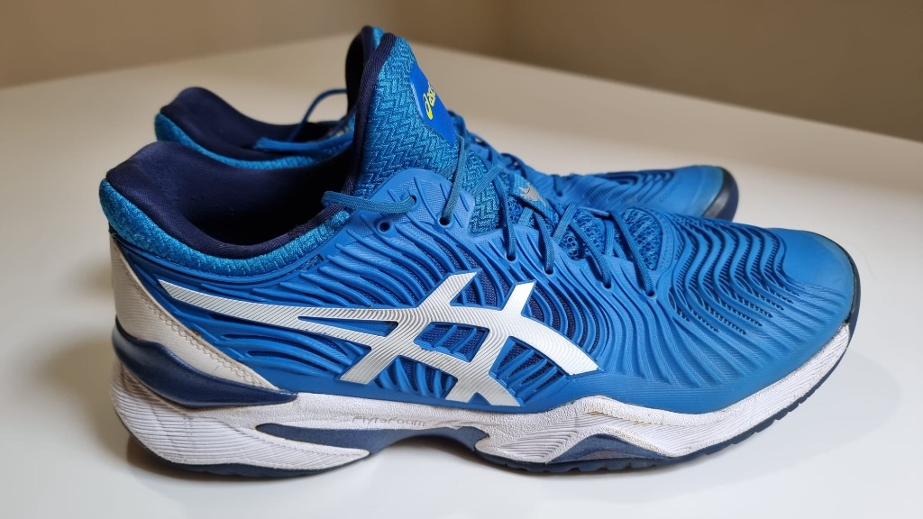 Asics men's court ff novak tennis shoes electric blue and white sales