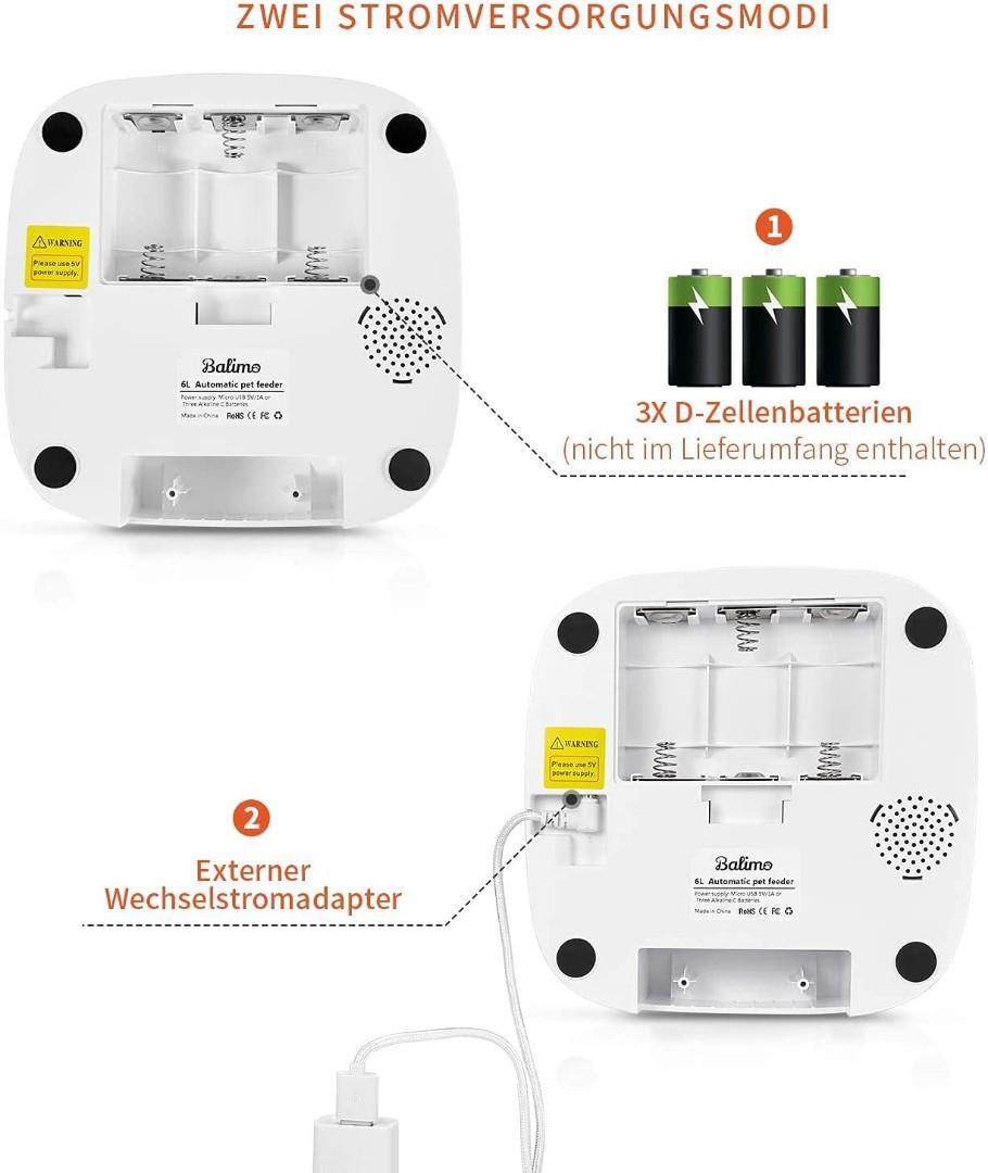 BNIB Balimo 6L Automatic Feeder for Cats and Dogs, Automatic Feeder with Timer and Sound