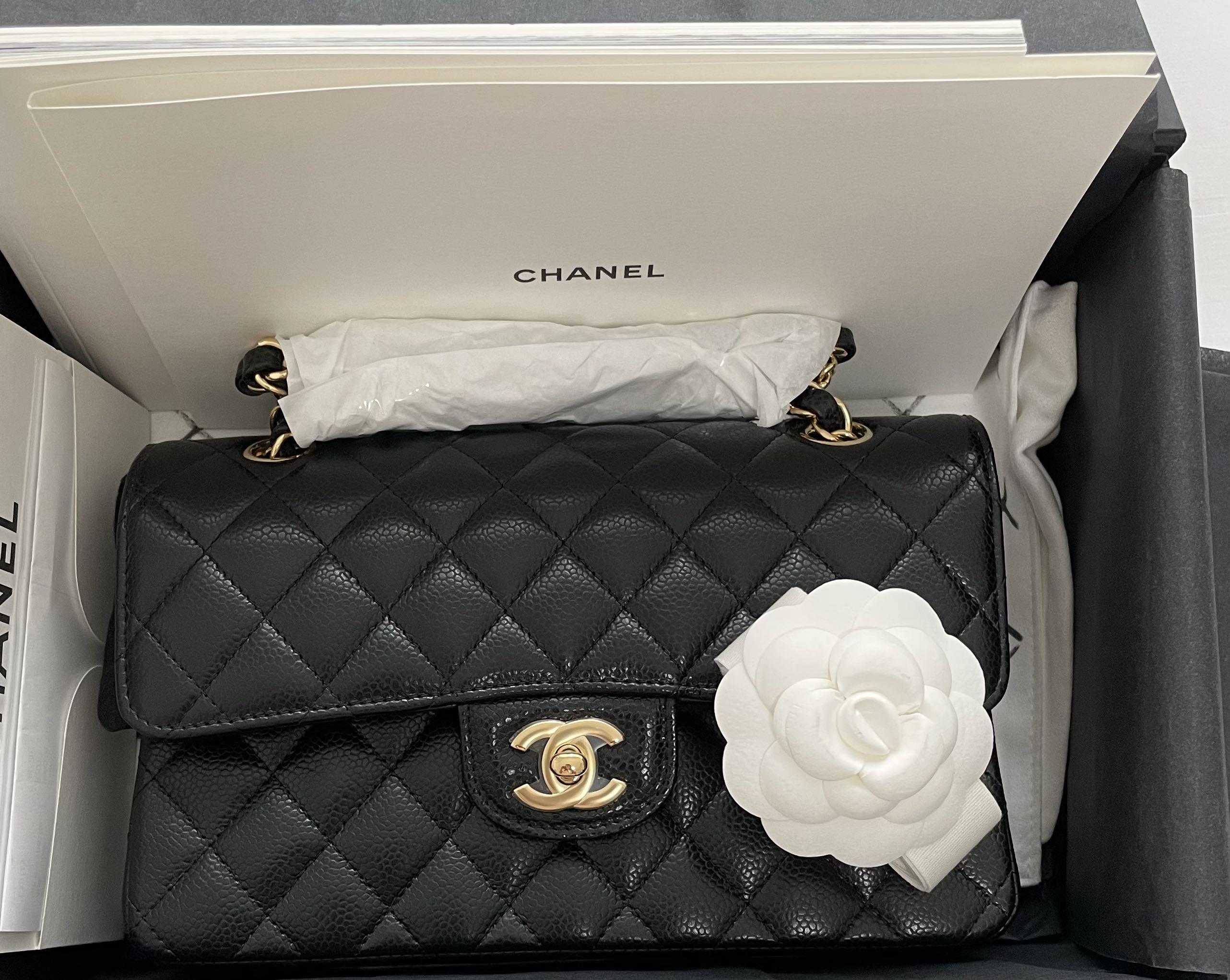 Chanel Small Classic Flap, Caviar with Gold Hardware/Microchip, Luxury, Bags  & Wallets on Carousell