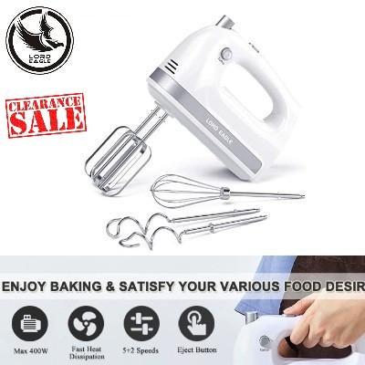Lord Eagle Hand Mixer Electric, 400W Power Handheld Mixer for Baking Cake Egg Cream Food Beater, Turbo Boost/Self-Control Speed