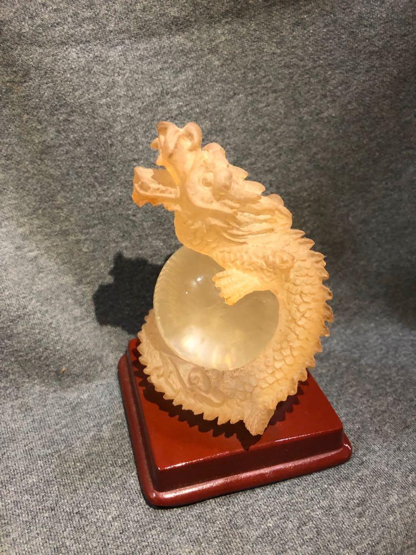 Chinese Dragon Crystal Ball with Free Glass Stand,Fengshui Glass Loong Ball Home Decoration 60mm Crystal 2.4 inch 