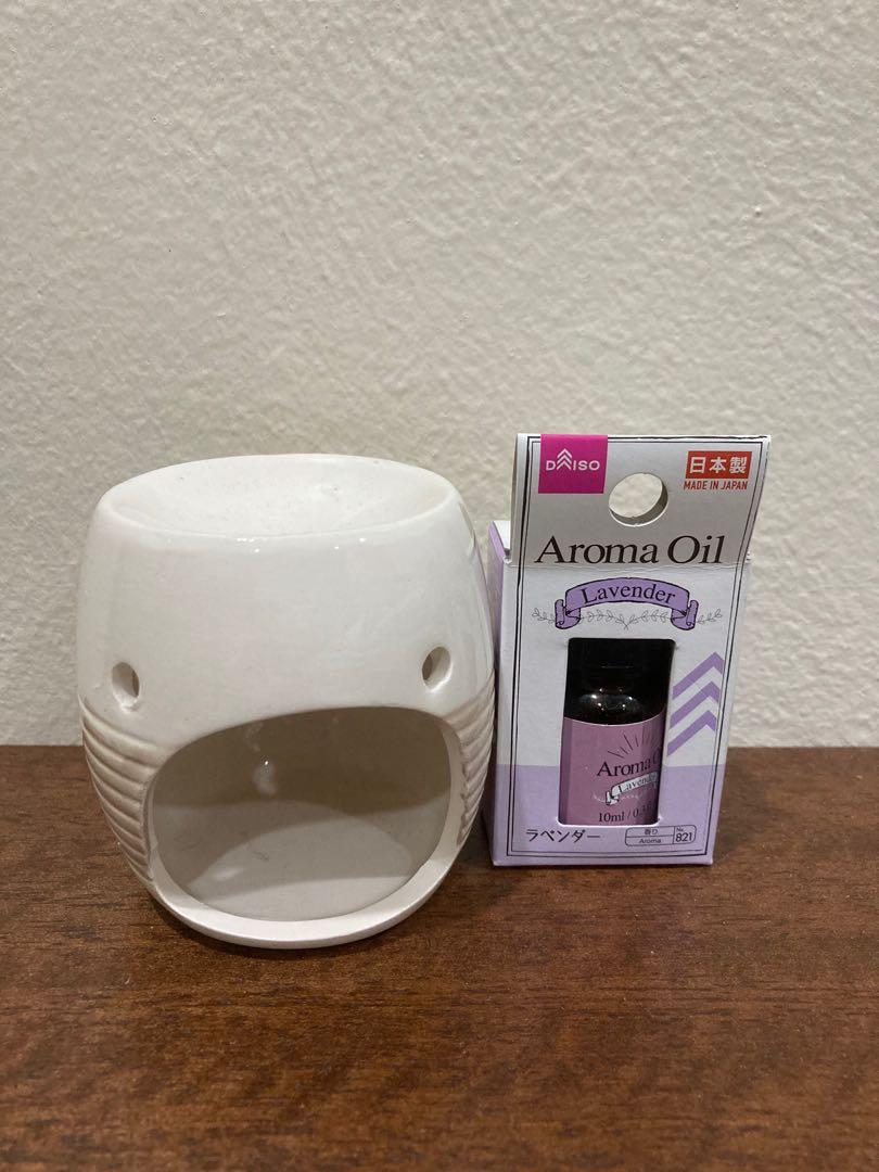 Daiso Aroma Oil Set with candle holder, Looking For on Carousell