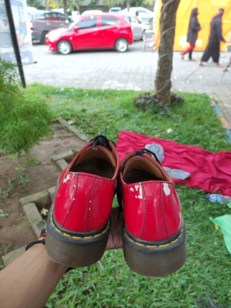 glossy red doc martens