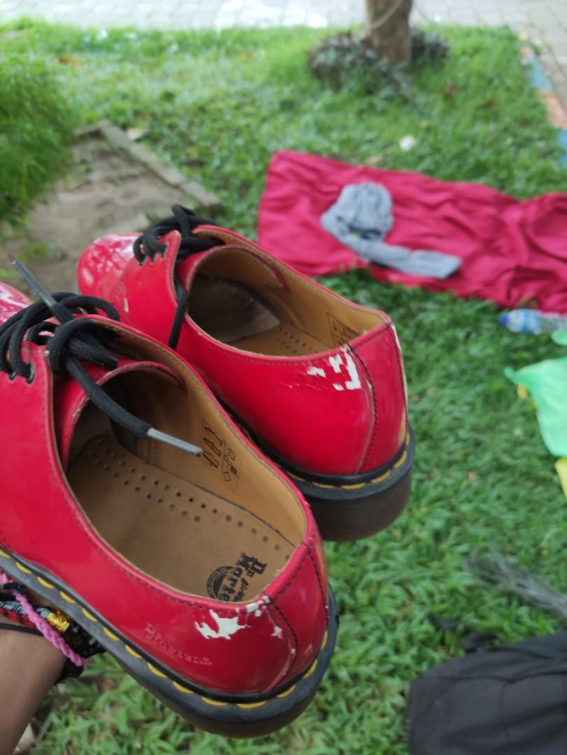 glossy red doc martens