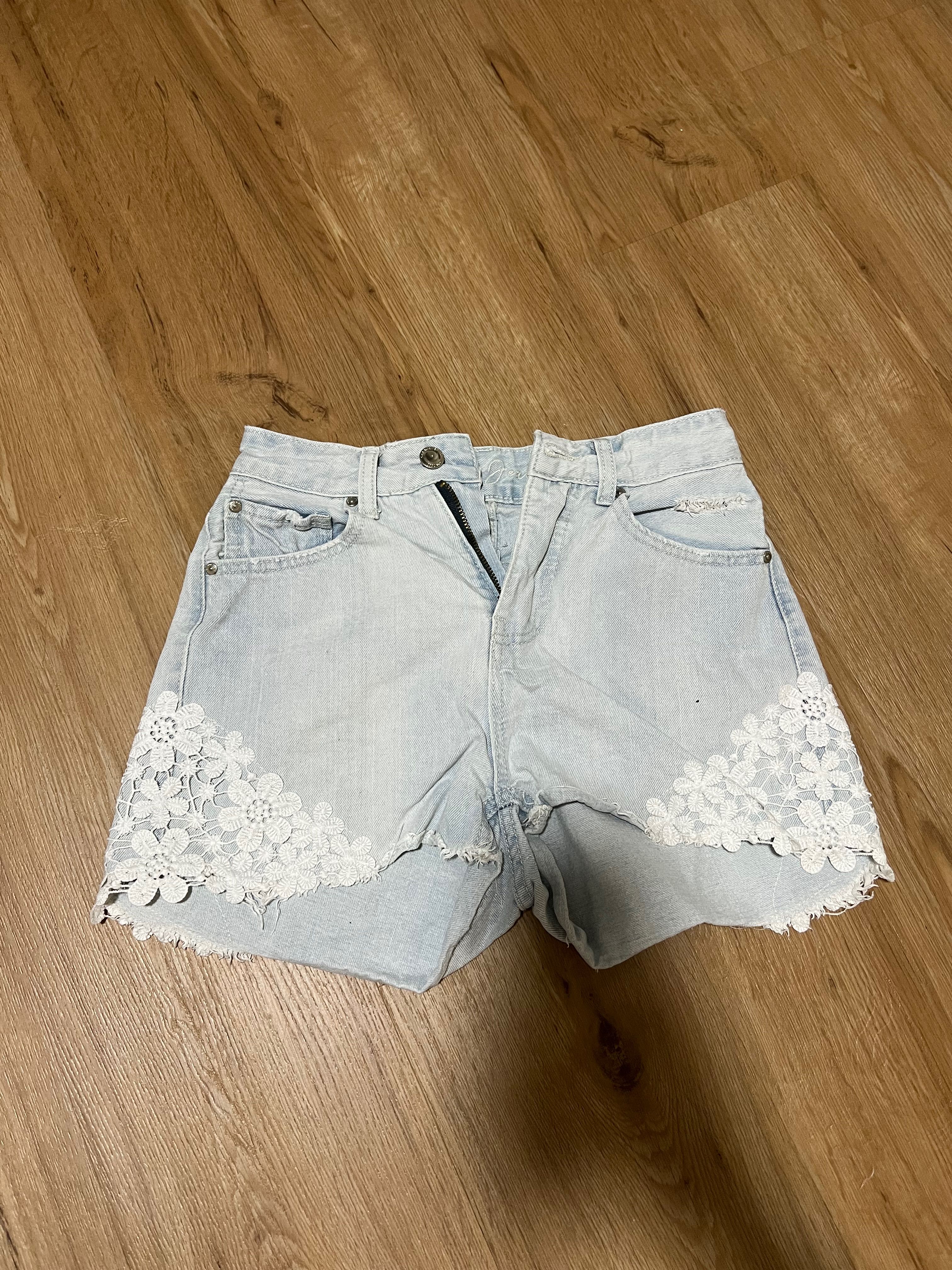 Flower lace denim shorts, Women's 