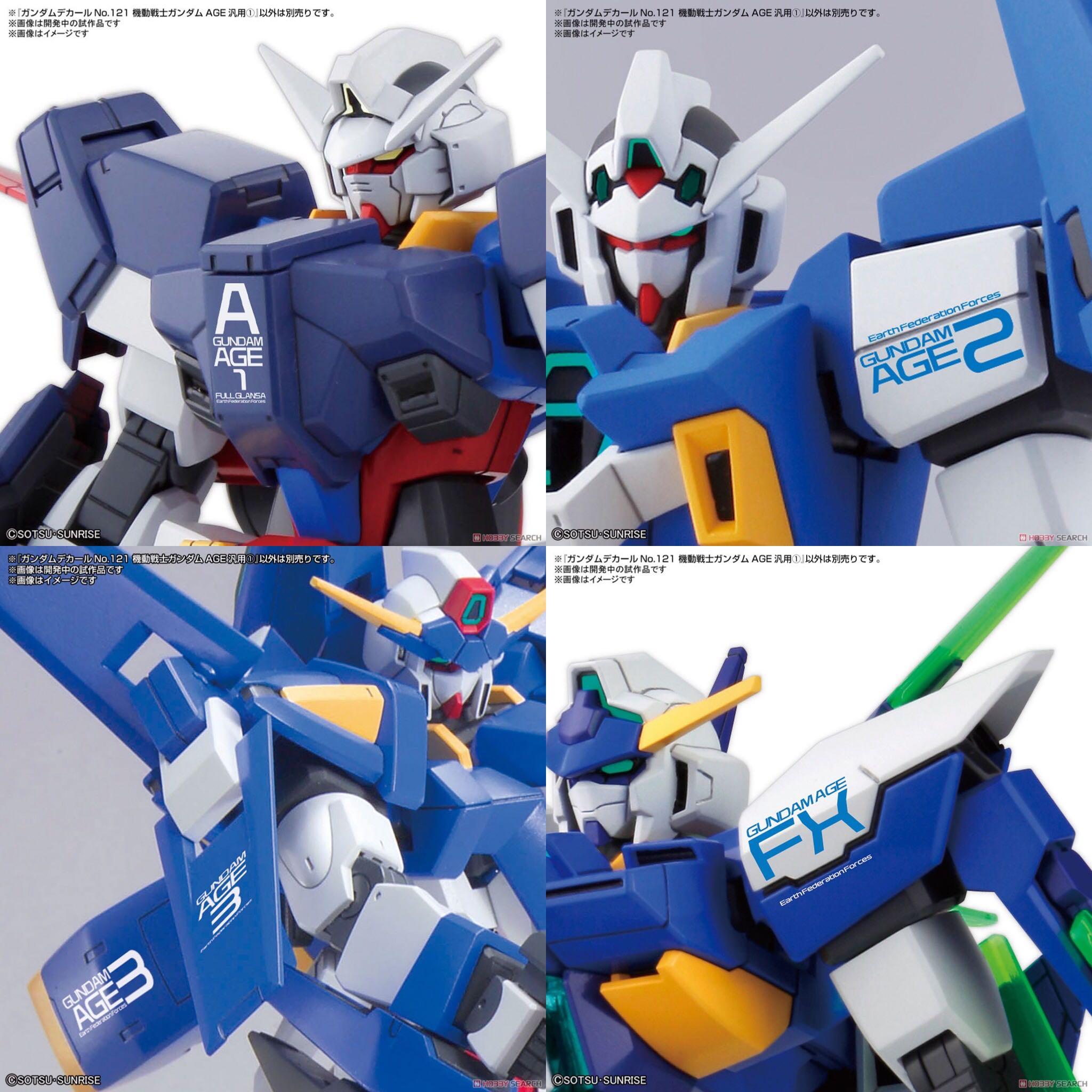Gundam AGE series Gundam neon decal 高達Age 系列螢光高達水貼, 興趣及遊戲, 玩具 & 遊戲類