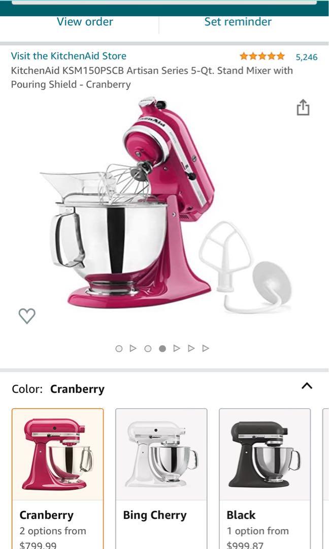 KitchenAid KSM150PSCB Artisan Series 5-Qt. Stand Mixer with Pouring Shield  - Cranberry 