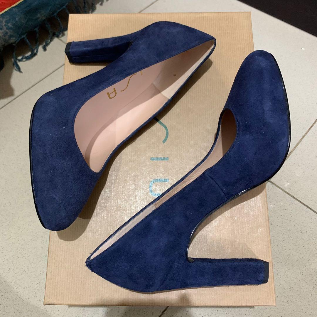 LINEA UNISA PATRIC PUMPS BLUE NUBUCK SUEDE ORIGINAL, Fesyen Wanita, Sepatu di Carousell