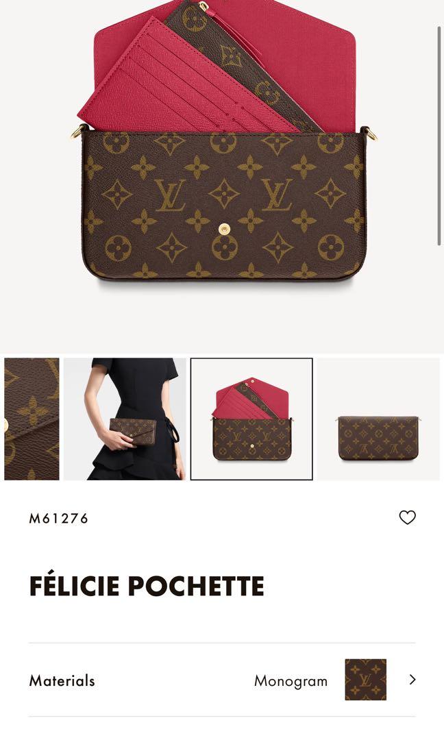 Louis Vuitton Felicie Pochette Monogram LV M61276, Luxury, Bags & Wallets  on Carousell