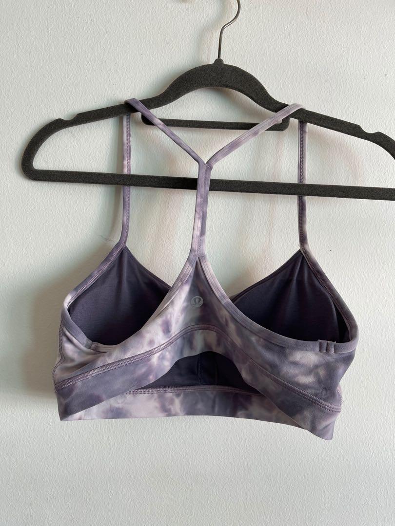 Lululemon Flow Y Bra 6 8 NWT Diamond Dye Graphite Grey Pastel Pink Tie Nulu  Yoga