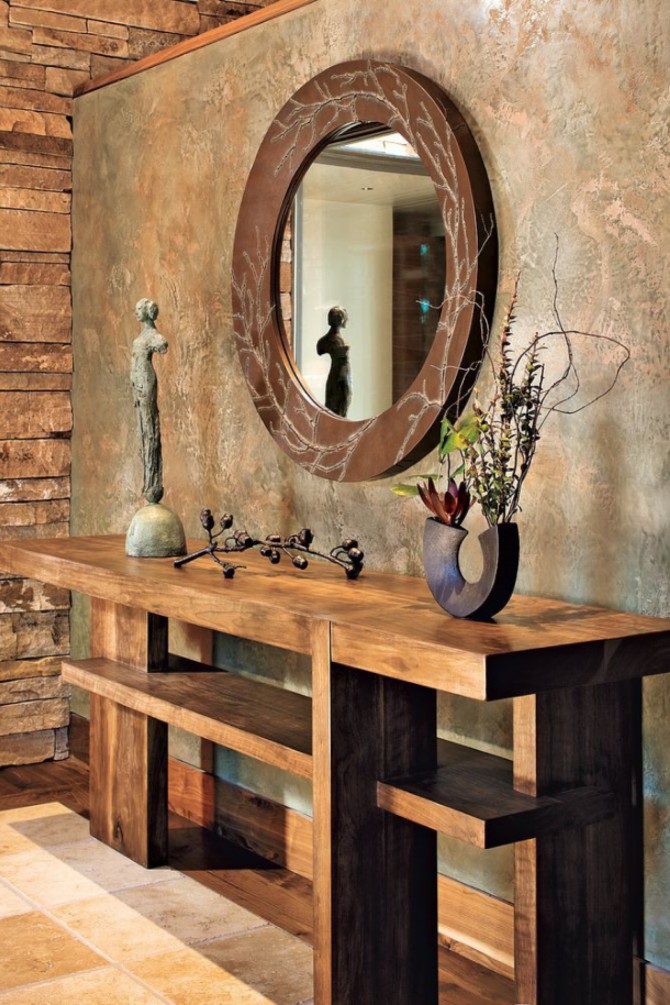 Console outlet table mahogany