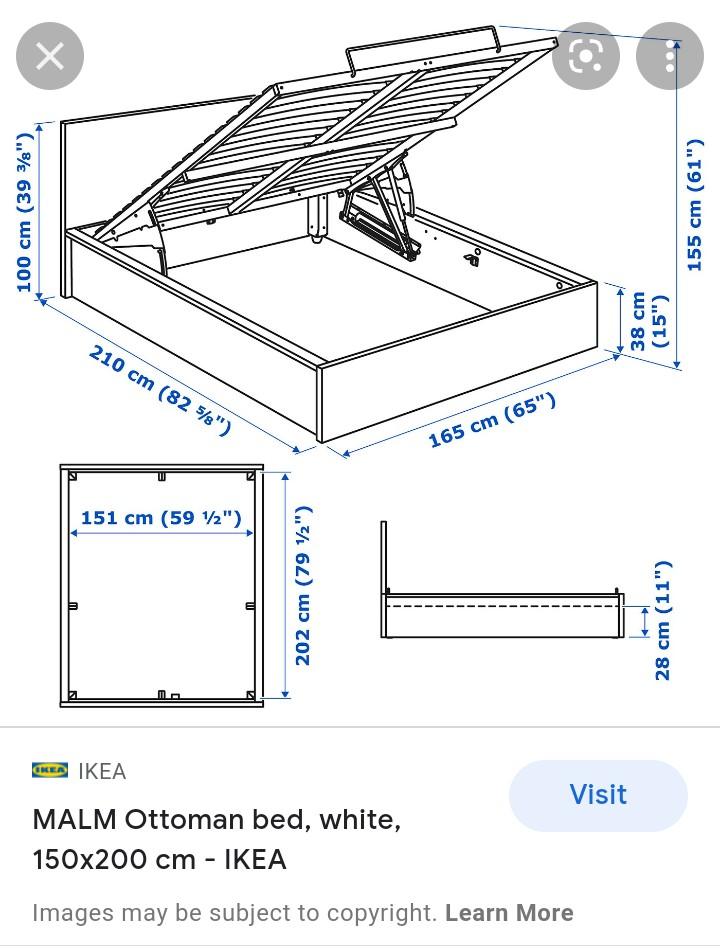 MALM Ottoman King size bedframe, Furniture & Home Living, Furniture