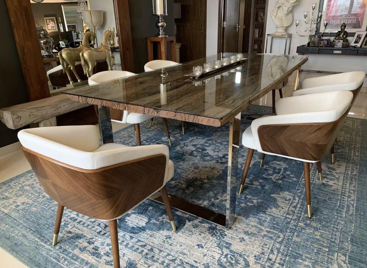 Luxury leather dining chairs cheap