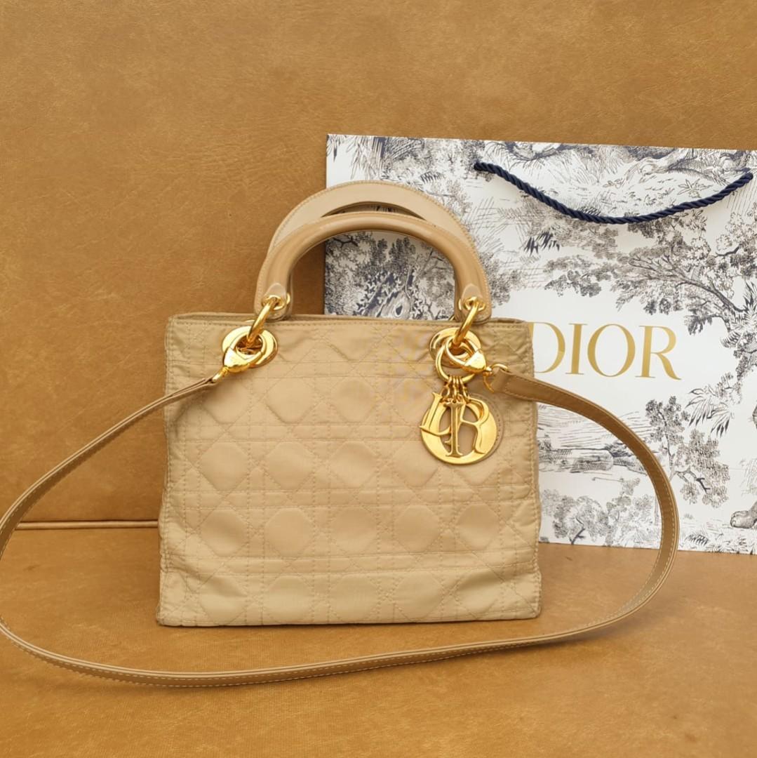 Original Lady Dior Nylon Beige, Luxury, Bags & Wallets on Carousell