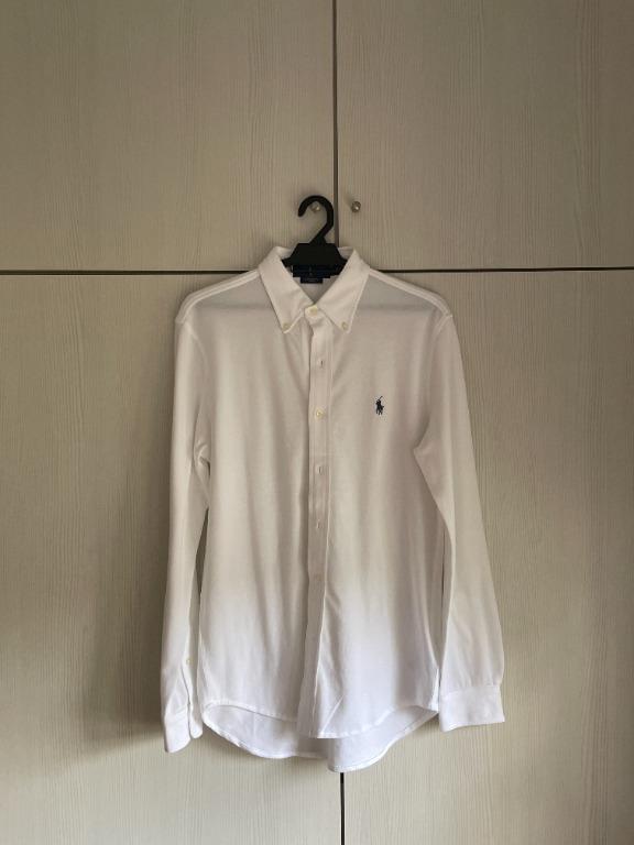 Polo ralph lauren slim fit pique shirt player logo button down in white online