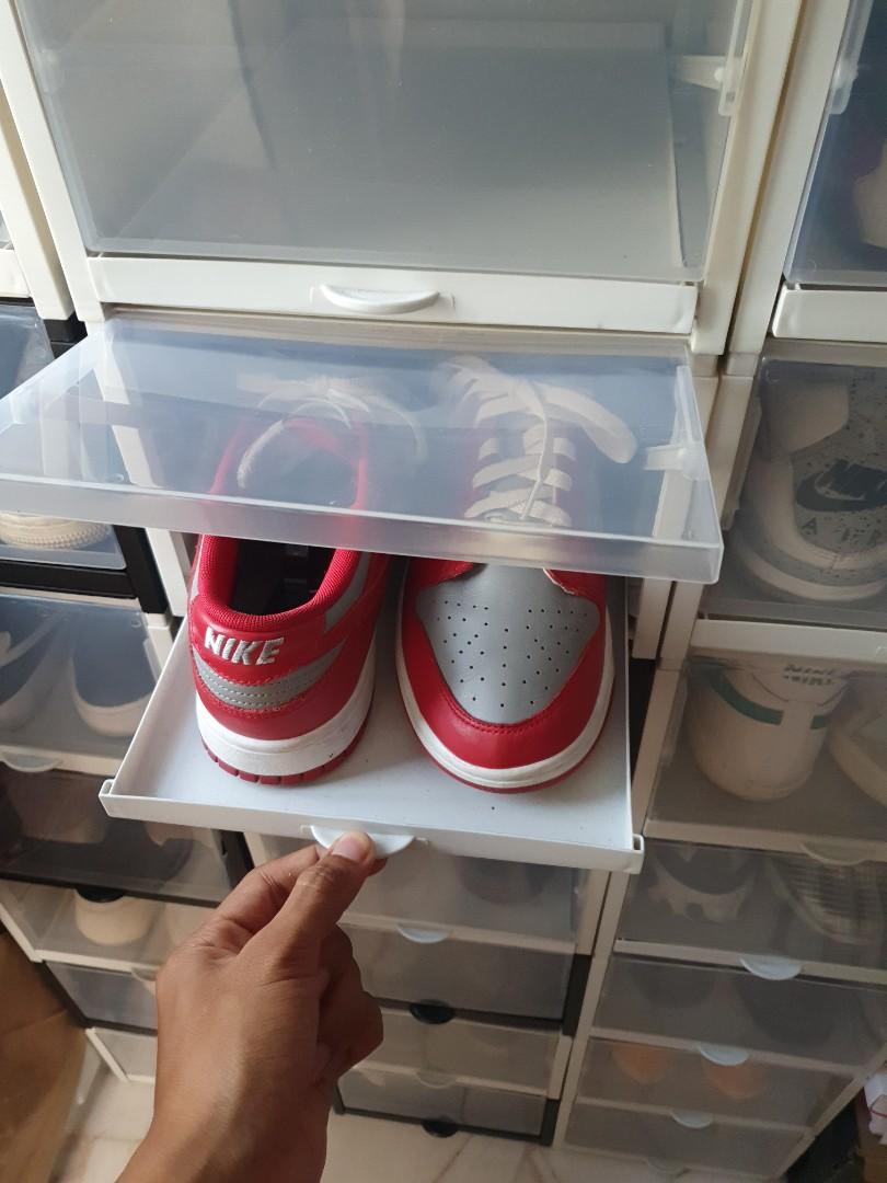 Pullout Stackable Sneaker Box (Category: Shelves, Cabinets & Racks) located in Singapore. Submitted by ristings (Listing ID 1124011519, Image 2). Description: Pullout box 1 for $5 3 for $12 Already fixed 6 black 3 White/greyish ofcourse i have used the box before but i will clean before i pass it to you Planning to upgrade my boxes, hence, im selling it.