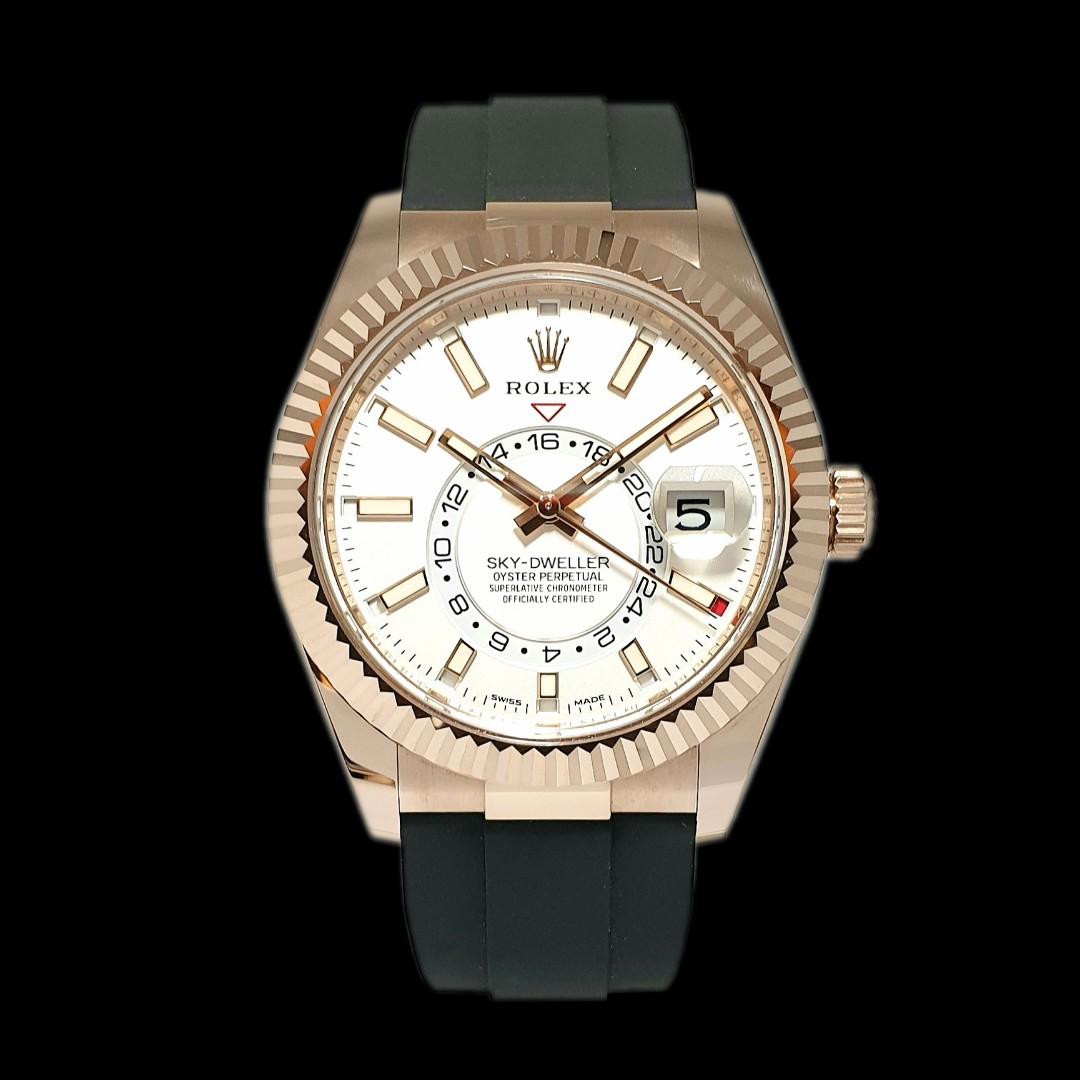 Rolex Oyster Perpetual SkyDweller Intense White Dial in 18K Everose