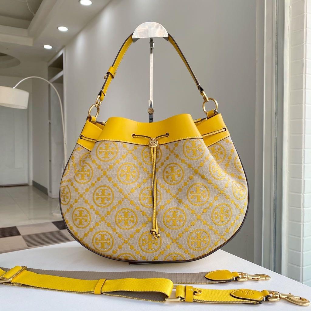 Tory Burch T Monogram Jacquard Drawstring Hobo Bag, Women's Fashion, Bags &  Wallets, Tote Bags on Carousell