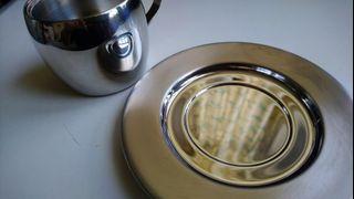 Tramontina - Double wall Glossy Stainless Steel 18/10 Espresso Cup with dish 優質鏡面雙層不鏽鋼特濃咖啡杯2oz (59ml)