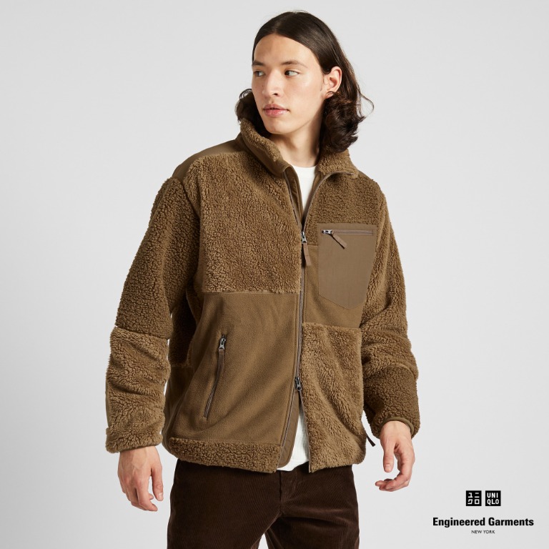 Uniqlo x Engineered garments 絨毛拼接外套fleece jacket XL號, 他的