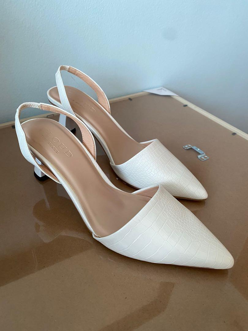 White pointed heels online with ankle strap