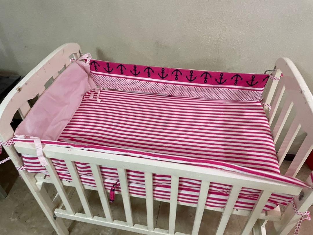 Wooden Crib with foam and bumper, Babies & Kids, Baby Nursery & Kids