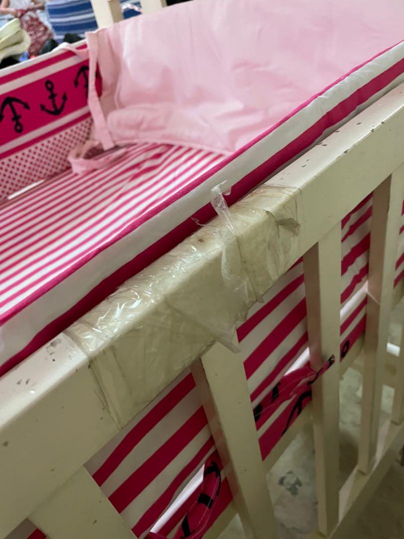 Wooden Crib with foam and bumper, Babies & Kids, Baby Nursery & Kids