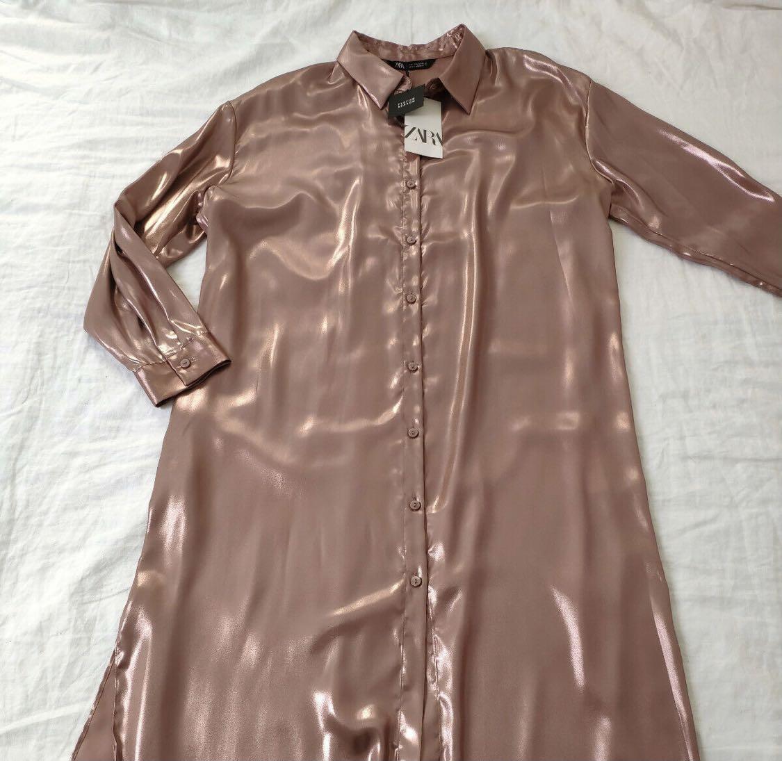 SOLD!! Zara rose gold shirt dress 