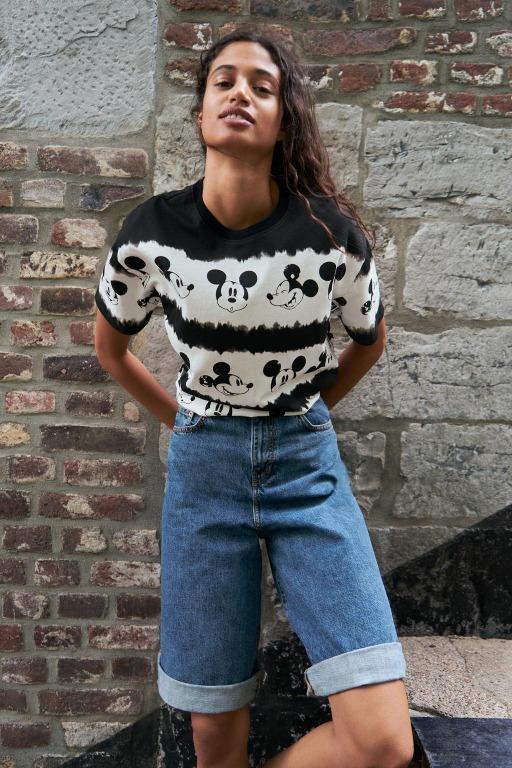 ZARA TRF Women s Tie Dye T shirt with Disney Mickey Mouse Print