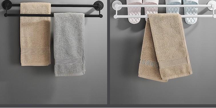 Black bathroom double towel rack space aluminum hanging towel bar European 59cm